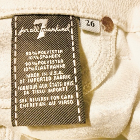 7 FOR ALL MANKIND SKINNY CREAM FAUX SUEDE PANTS SIZE 26 - Picture 13 of 15